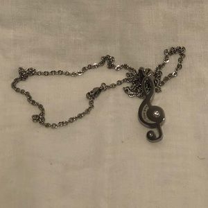 Treble Cleft Silver Necklace